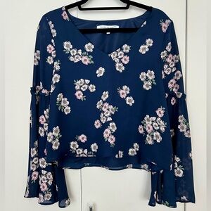 Floral Cupcakes & Cashmere Navy Blue Women's Blouse